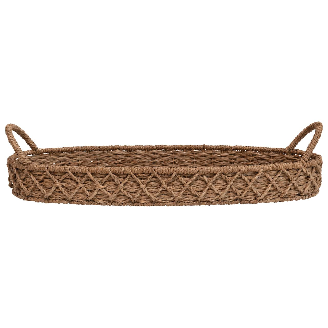 Hello Honey® 32" Decorative Oval Woven Seagrass Tray with Handles